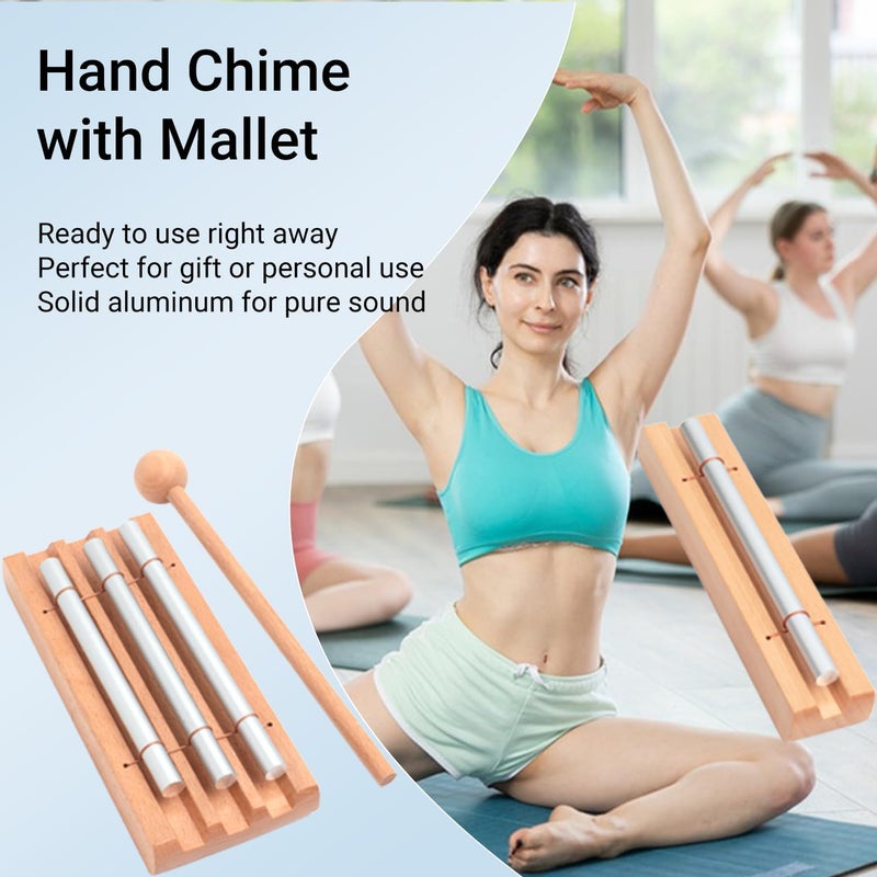 Aemrovi 3-Tone Hand Chime with Mallet - Handheld Percussion Instrument with Mallet for Mindfulness, Yoga, Classroom Management and Focus Training - Image 2